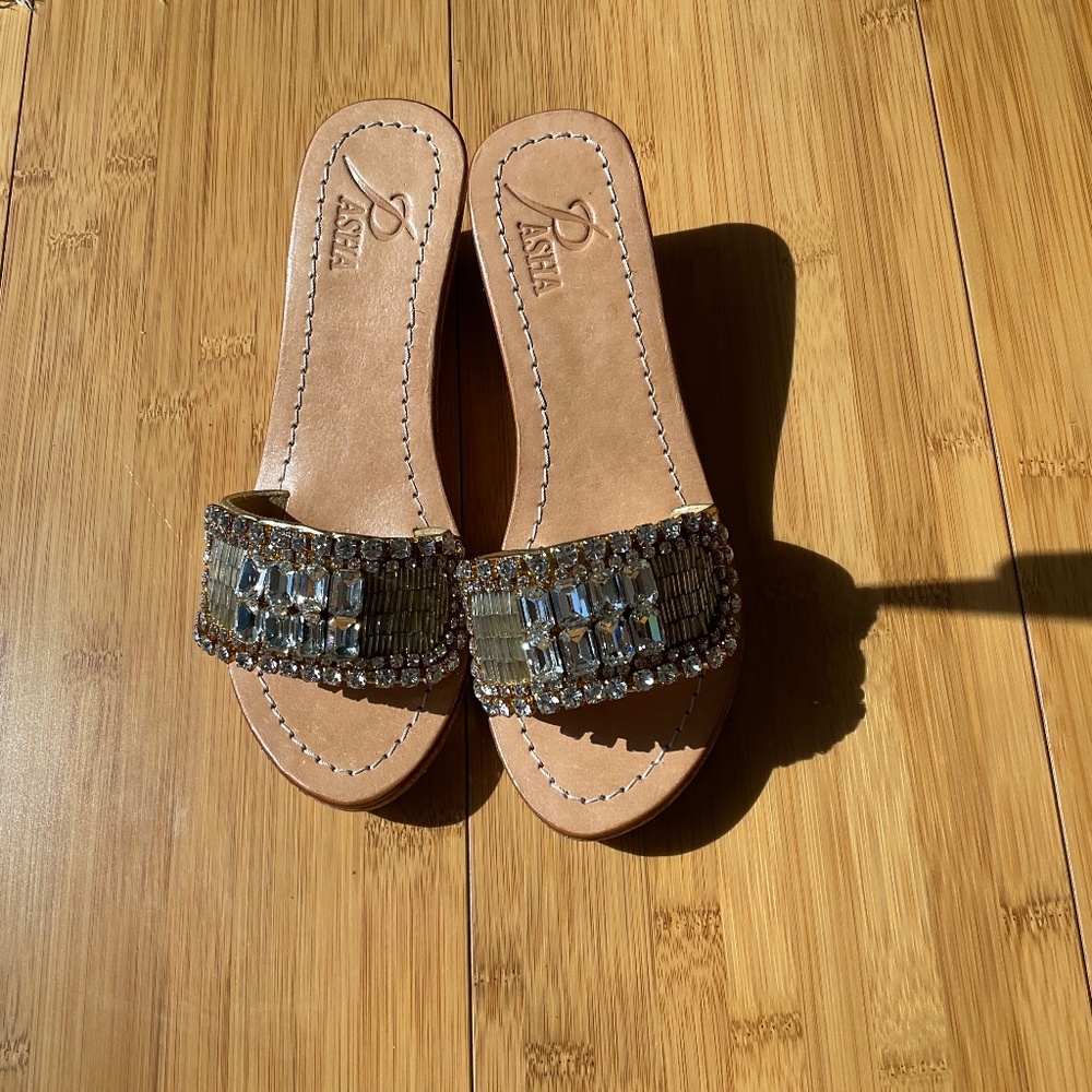 Pasha Rhinestone Sandals.  Size 37 (US 7).  Jewelry for your feet.